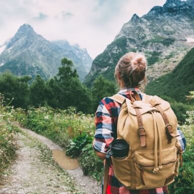 Woman on a hike in the mountains